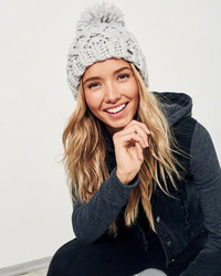 Hollister Pom Cable Knit Beanie
