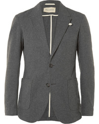 Oliver Spencer Grey Slim Fit Unstructured Cotton Flannel Blazer