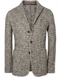 Barena Grey Unstructured Knitted Mlange Wool Blend Blazer