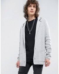 Asos Slim Fit Knitted Blazer In Gray