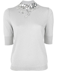 DELPOZO Sequinned Neck Knitted Blouse