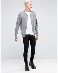 Asos Knitted Bomber With Military Pocket Styling