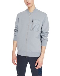 Armani Exchange Zip Front Sweatshirt In Fancy Grey At Nordstrom