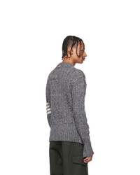 Thom Browne Grey Aran Cable 4 Bar Sweater