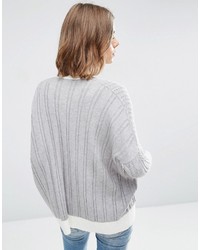 Asos Cable Cardigan With Contrast Trim
