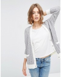 Asos Cable Cardigan With Contrast Trim