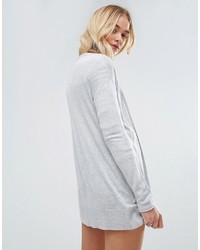 Asos Cardigan In Fine Knit With Rib Detail