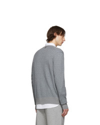 Thom Browne Grey Baby Cable Knit V Neck Cardigan