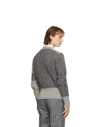 Thom Browne Grey Wool Funmix 4 Bar Cardigan