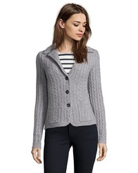 Hayden Light Grey Cashmere Cable Knit Button Front Cardigan