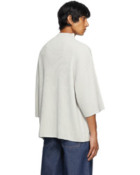 King & Tuckfield Grey Rib Knit Merino Wool T Shirt