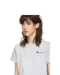 Champion Reverse Weave Grey Small Script Logo T Shirt