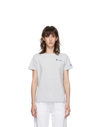 Champion Reverse Weave Grey Small Script Logo T Shirt