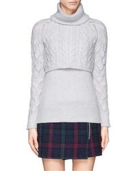 Nobrand Cable Knit Overlay Turtleneck Sweater