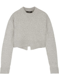 Tibi Cropped Cashmere Sweater Light Gray