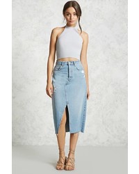 Forever 21 Cropped Ribbed Knit Halter Top