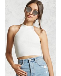 Forever 21 Cropped Ribbed Knit Halter Top