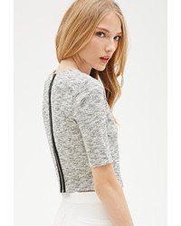 Forever 21 Marled Knit Zippered Crop Top