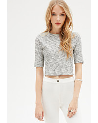 Forever 21 Marled Knit Zippered Crop Top