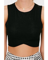 Silence & Noise Silence Noise Ribbed Cross Front Cropped Tank Top