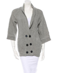 Grey Knit Double Breasted Cardigan