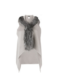 Grey Knit Fur Vest