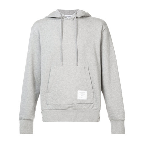 Thom Browne Hector-embroidered loopback hoodie - Grey