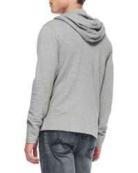 James Perse Cotton Knit Zip Hoodie Heather Gray