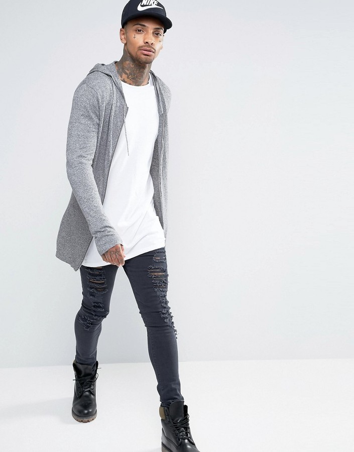 Longline knitted 2024 hoodie