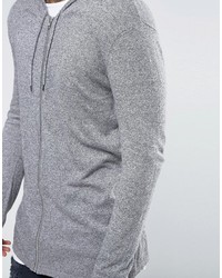 Asos Longline Knitted Zip Up Hoodie In Gray