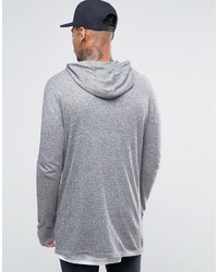 Asos Longline Knitted Zip Up Hoodie In Gray