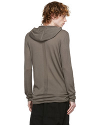 Rick Owens Taupe Cashmere Pleat Hoodie