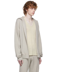 Frenckenberger Taupe Hooded Bomber Cardigan