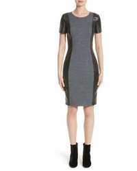 St. John Collection Leather Trim Milano Knit Dress