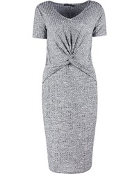 Boohoo Mireille Knot Front Knitted Midi Dress