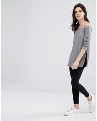 Asos Petite Petite Off Shoulder Slouchy Top With Side Splits
