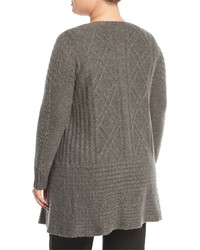 Neiman Marcus Cashmere Cable Knit Cardigan Plus Size