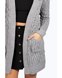 Boohoo Leah Cable Cardigan With Pockets