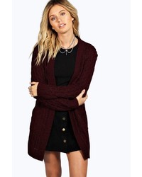 Boohoo Leah Cable Cardigan With Pockets