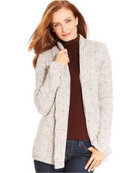 Charter Club Marled Knit Ribbed Open Front Cardigan