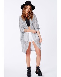 Missguided Ishara Grey Longline Knitted Cardigan