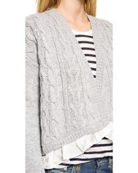 Clu Too Ruffled Cable Knit Cardigan