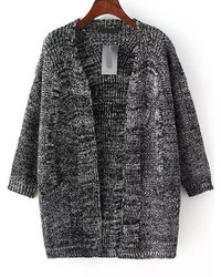 With Pockets Cable Knit Dark Grey Cardigan