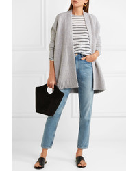 Vince Wool Cashmere And Silk Blend Cardigan Gray
