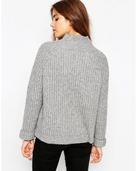 Asos Collection Chunky Rib Sweater With V Neck