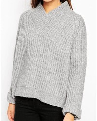 Asos Collection Chunky Rib Sweater With V Neck