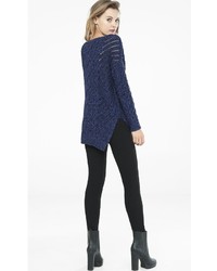 Marl Oversized Open Cable Knit Tunic Sweater