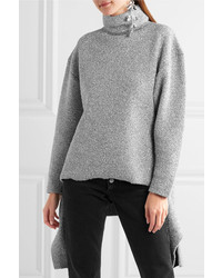 Balenciaga Oversized Metallic Knitted Turtleneck Sweater Gray