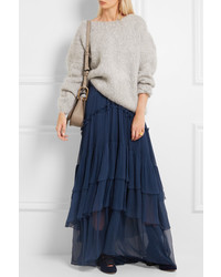 Chloé Oversized Mohair Wool And Cashmere Blend Sweater Gray
