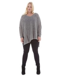 Plus Size Elvi Oversize Asymmetrical Open Stitch Sweater
